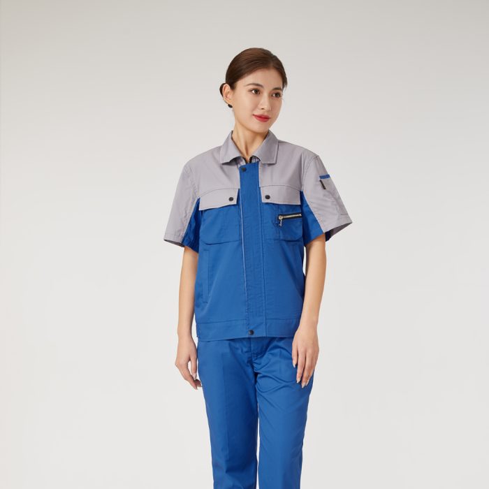 【AD2205-3】夏用作業服｜中ブルー×グレー配色・快適＆耐久設計 - 画像 (4)