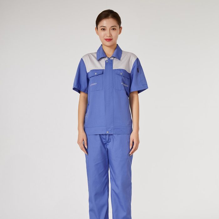 【AD2203-2】夏用作業服｜パープルブルー×ライトグレー配色・高機能ワークウェア - 画像 (3)