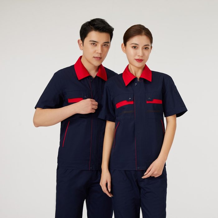 【AD2201-1】夏用作業服｜レッド×ディープレッド配色・通気快適＆高耐久・大人気モデル - 画像 (5)