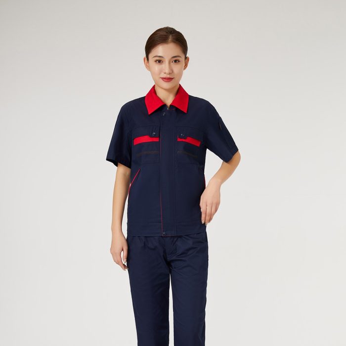 【AD2201-1】夏用作業服｜レッド×ディープレッド配色・通気快適＆高耐久・大人気モデル - 画像 (4)