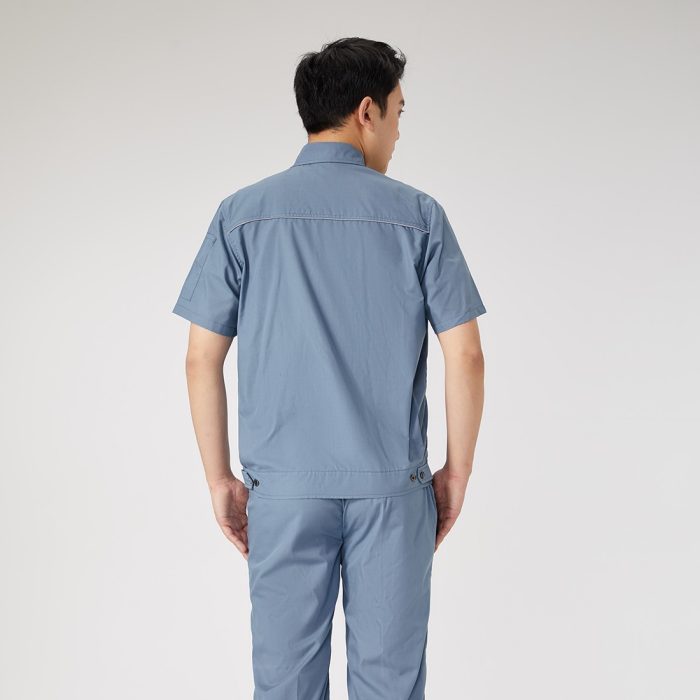 【AD2202-5】夏用作業服｜ブルーグレー×ゴールドイエロー配色・高耐久・快適設計 - 画像 (4)